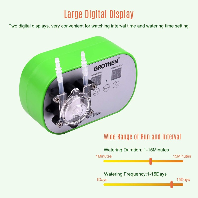 HXBER Timed Peristaltic Pump, Green, Plastic, Above Ground, 160ml/min, Aquarium,