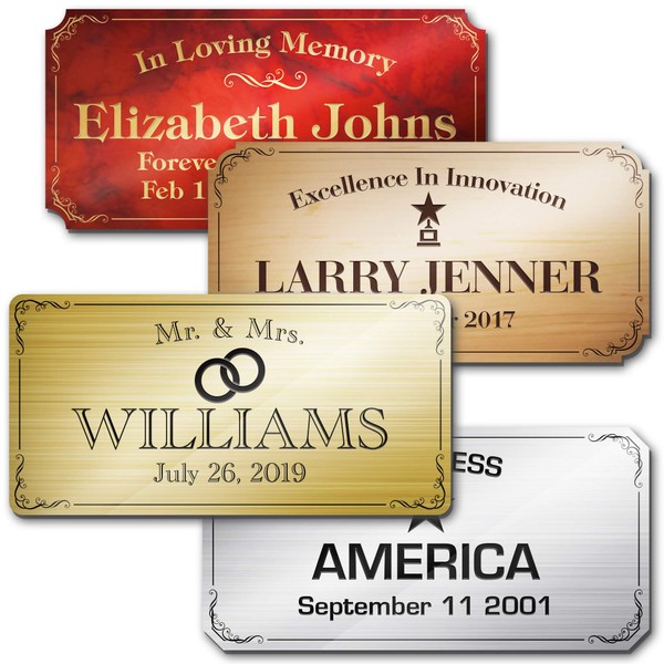 Engraved Name Plate, Personalized/Customized Plate for Memorial, Urn, Trophy, Picture Display, Mailbox, Laser Engraved - 2x4 inch, 18 Colors - Made by My Sign Center, USA, Acrylic (Elegant)
