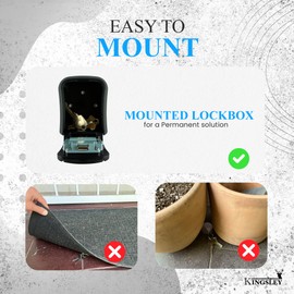 Kingsley QCH-807 Key Storage Box, Wall Mounted, Resettable Code, Water Resistant Realtor Key Lock Box for AirBnB, Spare Keys, Home, Apartment