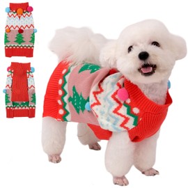 LUBOT New Ugly Christmas Sweaters for Puppy Cute Funny Wintertime and Holiday Parties Knitted Pullover Sweater Small Dog Colorful Ball X-Small