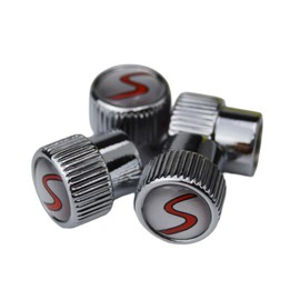 (Set of 4) S Metal Auto Tire Valve Stem Cap Cover with Resin S Emblem Covers Trim for Mini Cooper S Countryman S Clubman S JCW 36110429652