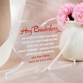 Heart-shaped acrylic plaque with base, the gift for mum, grandma and friends, ideal as a thank you, anniversary, birthday or as an extraordinary gift for women and men