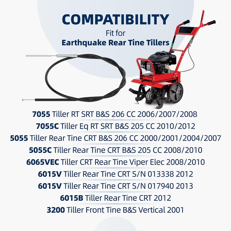 53630 Tiller Cable Compatible with Earthquake Rear Tine Tillers 5055