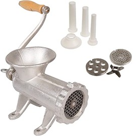 Cast Iron Table Mount Meat Grinder - Mincer Includes Two 3/4" Cutting Disks and Sausage Stuffer Funnel, Heavy Duty