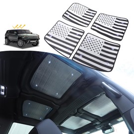 Roof Sunshade for Hummer EV Accessories,Sunroof Shade,Front & Rear Glass Roof Sun Shade UV Sun Blocking Heat Shade Comptatible with Hummer EV 2024-2025 (USA American Flag)