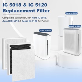 2 Sets IC-5018 IC-5120 Replacement Filter Compatible with InvisiClean Aura IC-5018, Aura II IC-5018 and Sensa IC-5120 Air Purifier