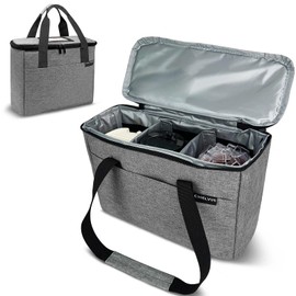 Chelvvg Reusable 3 Cups Drink Carrier for Delivery with Removable Dividers, Insulated Drink Caddy, Beverages Carrier Tote Bag for Take Out, Travel, Outdoors