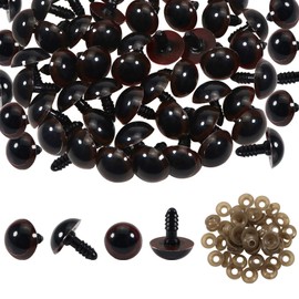 TOAOB 50pcs 9mm Brown Plastic Safety Eyes with 50pcs Washers for Dolls