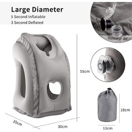 DAWNTREES 2 Pack Inflatable Travel Pillow for Airplane, Neck Air Pillow for Sleeping to Avoid Neck and Shoulder Pain, Comfortably Support Head, Used for Airplane, Car, Bus and Office…