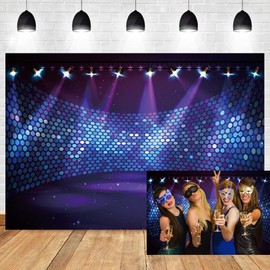 OERJU 5x4ft Disco Party Backdrop Dace Music Show Entertainment Free Stage Concert Club Purple Spotlight Lights Background for Photography Adult Portrait Booth Video Shooting Vinyl Studio Props