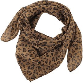 OVOY Women Leopard Printed Scarf - Fashion Chiffon Lightweight Square Satin Head Scarf Kerchief-Neck-Scarf