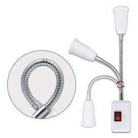 CABLEPELADO E27 Lamp Holder with Switch E27 Plug Adapter 360° Rotatable with Flexible Arm On/Off Switch Suitable for Bedroom, Kitchen, Hallway, Reading