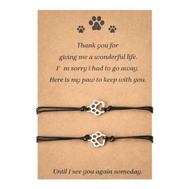Memorial Gifts Bracelets for Pet Loss of Dog Sympathy Gift Paw Print Friendship Bracelets for 2 Remembrance Gifts for Cat Passing Away Gifts for Cat Lovers Bereavement Gifts for Dog Lover Memory Gift