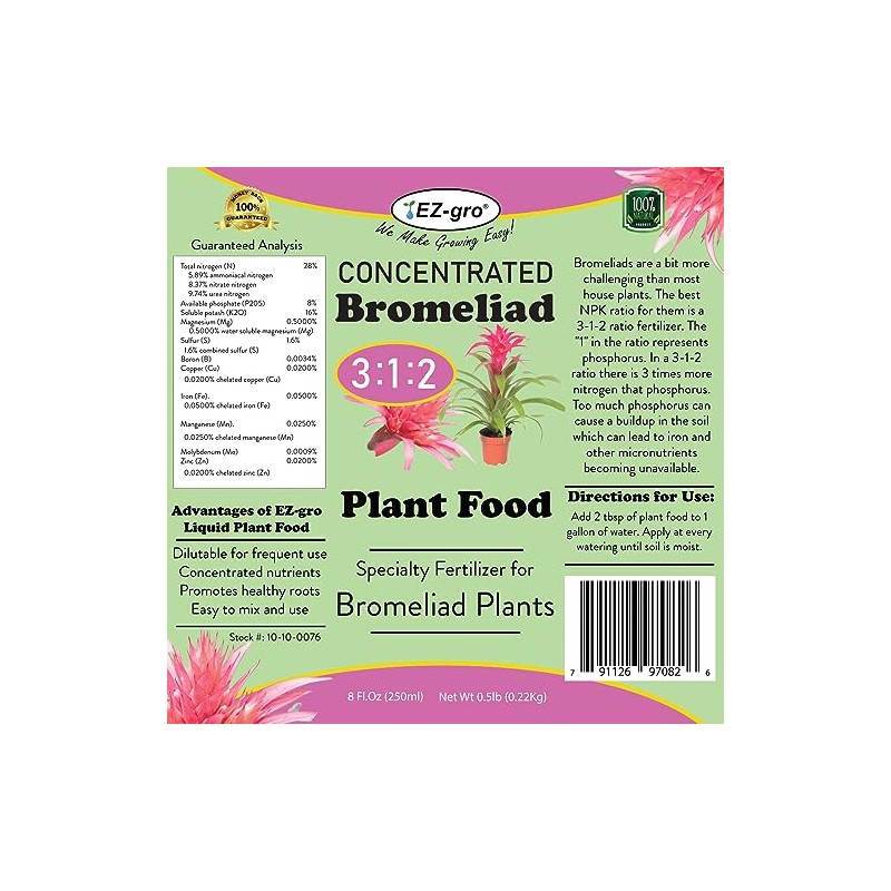 Professional Liquid Bromeliad Fertilizer by EZ-gro | 3:1:2 Ratio of