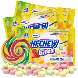 Assorted Fruit Flavored Chewy Candy, Strawberry, Mango, and Green Apple Bite Sized Gummy Candies, Individual Serving Bags for Party Favors, 2.12 Ounces (Pack of 3)