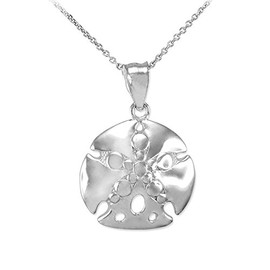 Sideways Crosses 925 Sterling Silver Sea Star Sand Dollar Charm Pendant Necklace, 20"