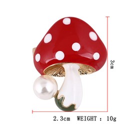 Cute Mushroom Lapel Brooch Pin for Women Girls Faux Pearl Enamel Pins Clip Collar Dress Sweater Coat Jackets Backpacks Brooches Pins Fashion Jewelry Gifts