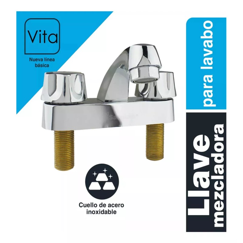 Sanplom 5pzs De Llave Mezcladora Para Lavabo 4'' Maneral Zamac
