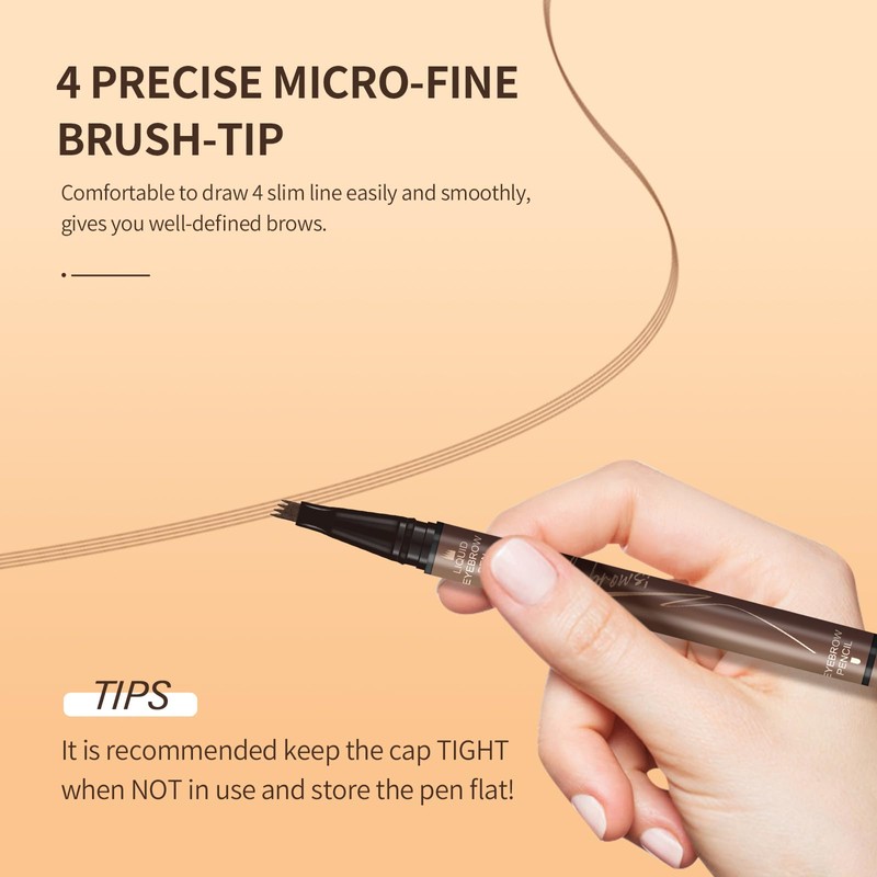Music Flower Dual-Ended Microfilling Eyebrow Pen, Liquid Eyebrow Pen with