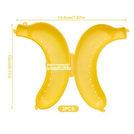 CHmiss 2 x banana storage box, banana box, storage box for bananas, banana protection box, storage boxes for bananas, banana protective cover, yellow banana holder, for work, school, travel