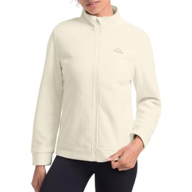 Rdruko Women's Polar Fleece Jackets Lightweight Spring Jacket Full Zip Outdoor Recreation Coat with Zipper Pockets Beige XL