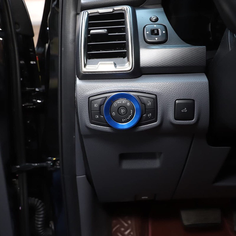 DIYUCAR For Ford Ranger 2015-2021 Car Headlight Switch Decoration Ring