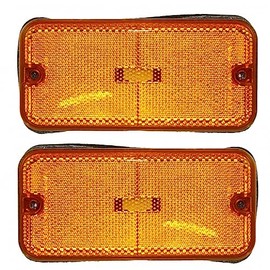 KarParts360 For Chevy/GMC Van 1985-1996 Side Marker Light Assembly Unit Driver and Passenger Side | Pair | Front | Chrome Housing | Amber Lens | Replacement For GM2550113 | 915489