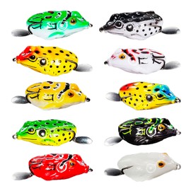 HAMILO Frog Shape Soft Lures Fishing Baits Bass Fishing Tackle 10 Colors Set