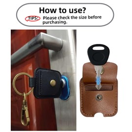 Infxyfy 2 Pcs Leather Key Holder with Snap Closure, Keychain Sleeve with Metal Clip, Black