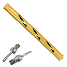 1.5" Dry Core Drill Bits for Cured Concrete with Rebar Brick Blonck Masonry etc 12.2in/310mm Drilling Depth，10mm Diamond Segment Height，2 Adapters