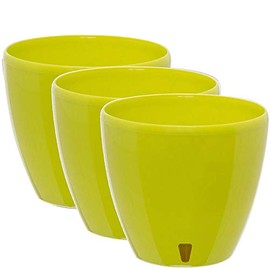 Gardenera 5.5" Deco Self Watering Pots for Indoor Plants in Lime (Set of 3) - Decorative Flower Pot with Water Level Indicator and Drainage Cartridge for All House Plants, Flowers and Herbs
