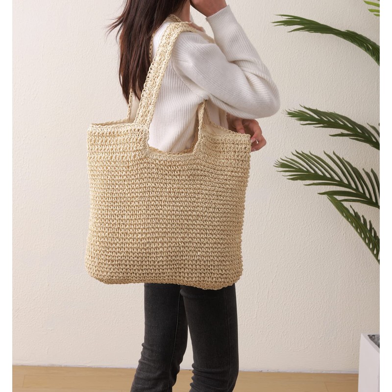 GOLDTIMO Beach Bags for Women - Summer Soft Large Woven