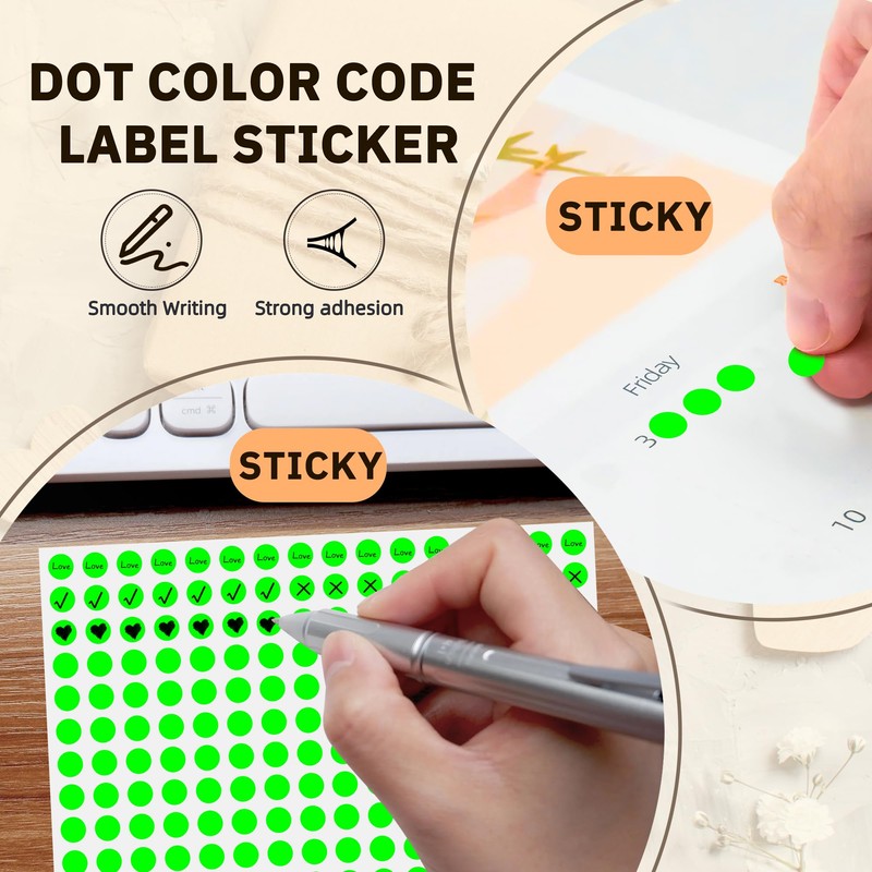 PARLAIM 1/4 Inch Roll Color Coding Labels,4200per Round Adhesive Circle
