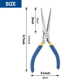 VISEMAN 6" Mini Needle Nose Pliers with Comfort Grip Handles, Long Nose Pliers for Handmade Craft, Straight