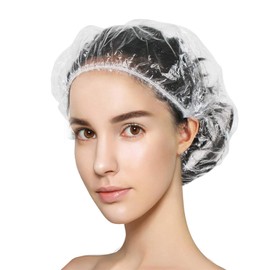 Years Calm 40PCS Disposable Shower Caps, Clear Shower Caps for Travel, large Plastic Hair Caps for Women, Home Use, Hotel (large Size 20.5") (40PCS)