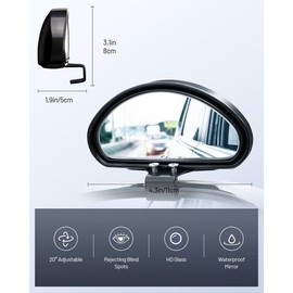 Blind Spot Mirrors, Adjustable Car Auxiliary Universal Wide Angle Mirror for Universal Cars, Screw Fixation