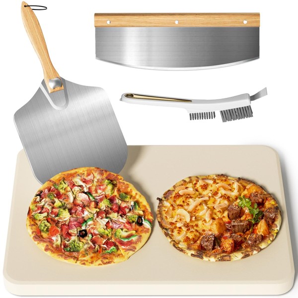 Gyreuni 4 PCS Rectangle Pizza Stone Set, 20" Large Pizza