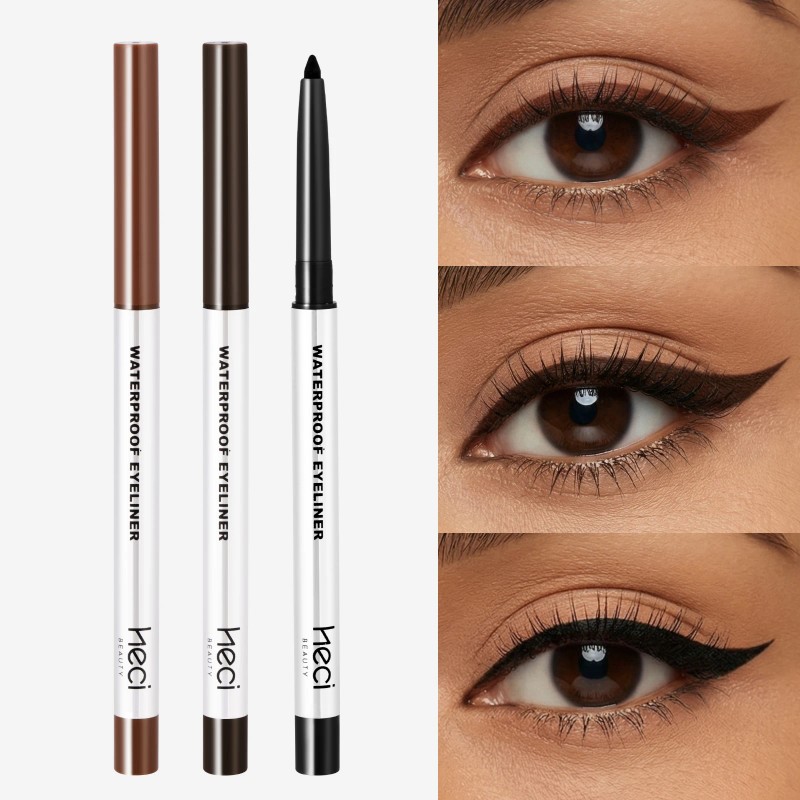 Heci 3 Colors 1set Waterproof Eyeliner Pencil Vegan Organic Smudge-Proof