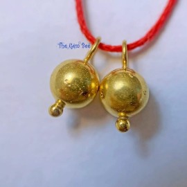 5mmx9.5mm 18k Solid Yellow Gold Handmade Ball With Granulation Point Charms (2)