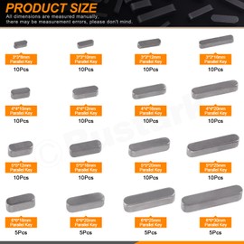 Rustark 140Pcs 16 Sizes Key Stock Keystock Assortment Kit Round Ended Feather Key Parallel Drive Shaft Keys Keyway Assortment for Mechanical Industry Use
