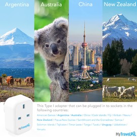 MyTravelPal UK to Australia Plug Adapter With USB-C | UK Safety Standards | China Australia Travel Adaptor With USB C | Safe & Grounded Type I Travel Adapter Plug | Australian New Zealand Argentina