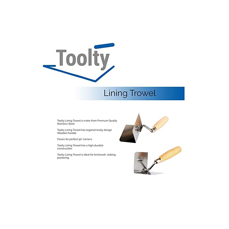 Toolty Stainless Steel Lining, Plastering Trowel - Internal Corner Trowel