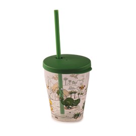 Snips | Set of 4 Drinking Cups with Lid and Straw | Dinosaur Decor | Made in Italy, BPA-Free, Plastic, 0.39 L