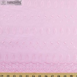 Daisy in Leaf 100% Cotton Embroidered Eyelet Fabric 42" Wide Sold by The Yard (Pink)