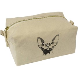 'Sphynx Cat Portrait' Canvas Wash Bag/Makeup Case (CS00042746)