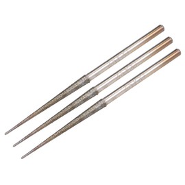 sourcing map Mini Diamond Burrs Bits Grinding Drill Carving Rotary Tool for Glass Stone Ceramic 2.35mm Shank 2.6mm Conial 3 Pcs
