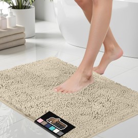 GORILLA GRIP GORILLA GRIP Bath Rug Mat 44x26, Thick Soft Absorbent Chenille, Quick Dry Microfiber Mats, Rubber Backing Washable Shower Floor Rugs, Bathmat Runner, US Designed Bathroom Home Decor Accessories Sand