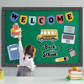 Sayglossy 55 Pcs Back to School Classroom Bulletin Board Sets Colorful Pencil Notebook Schoolbag Paper Cutouts First Day of Bulletin Board Decor for School Chalkboard Wall Door Decor Supplies