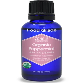 Organic, Peppermint Oil, Food Grade, Edible, for Digestion, IBS, Hair – 100% Pure, Peppermint Essential Oil, Mint Oil, Safe for Ingestion, by Zongle Therapeutics, 1 OZ