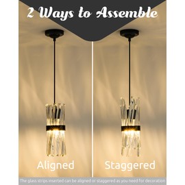 Ken & Ricky Crystal Pendant Lights, Modern Pendant Lights Kitchen Island, Gold Pendant Light for Kitchen Dinning Room Bathroom, Pendant Light with Two Style Options, KR3355-1PK